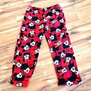 Disney Mickey and Minnie Plush Buffalo Plaid Pajama Pants